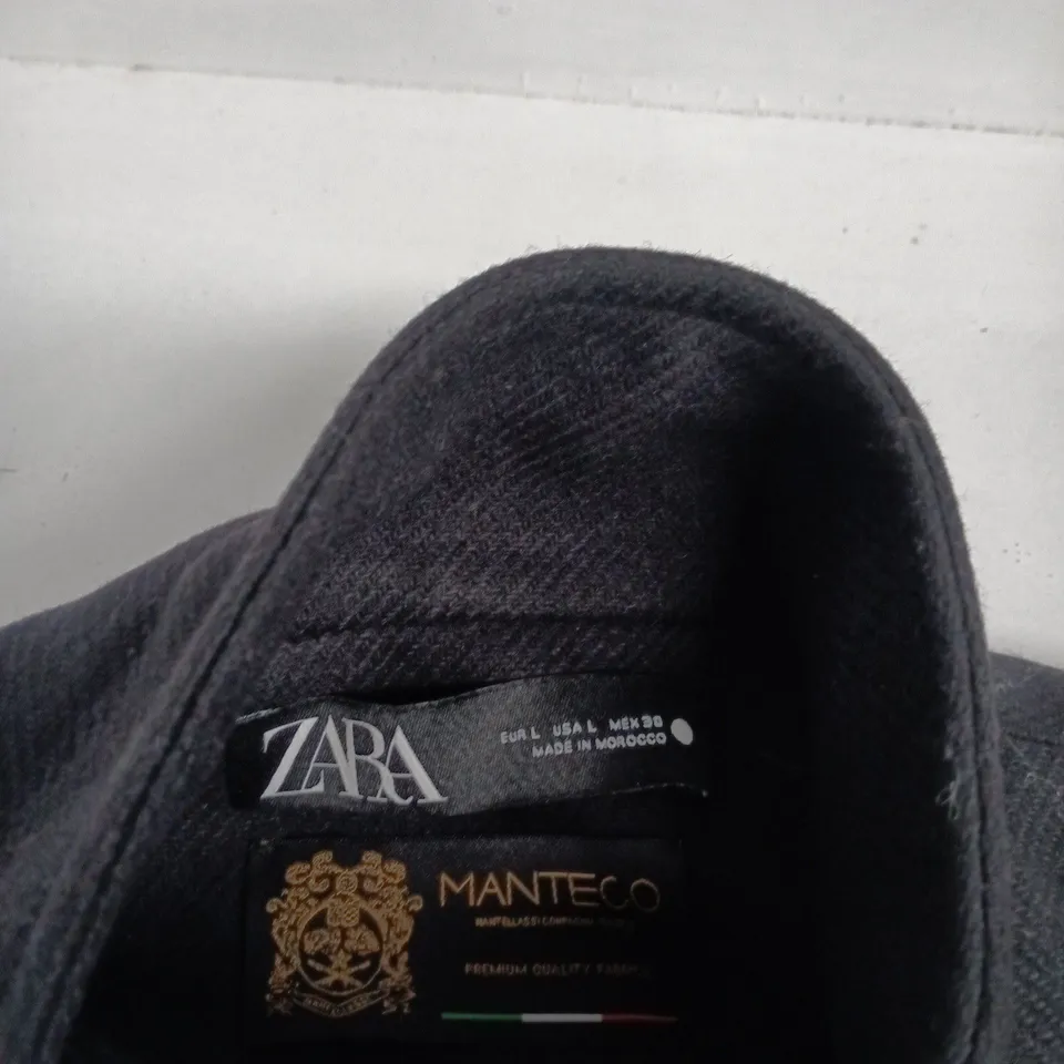 ZARA MANTECO WOOL-BLEND DOUBLE-BREASTED COAT – NAVY, GOLD BUTTONS LARGE