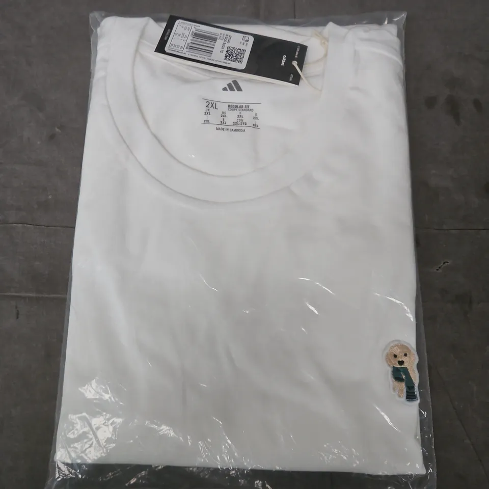 BAGGED ADIDAS WHITE DOG SOCK T-SHIRT 2XL REGULAR FIT