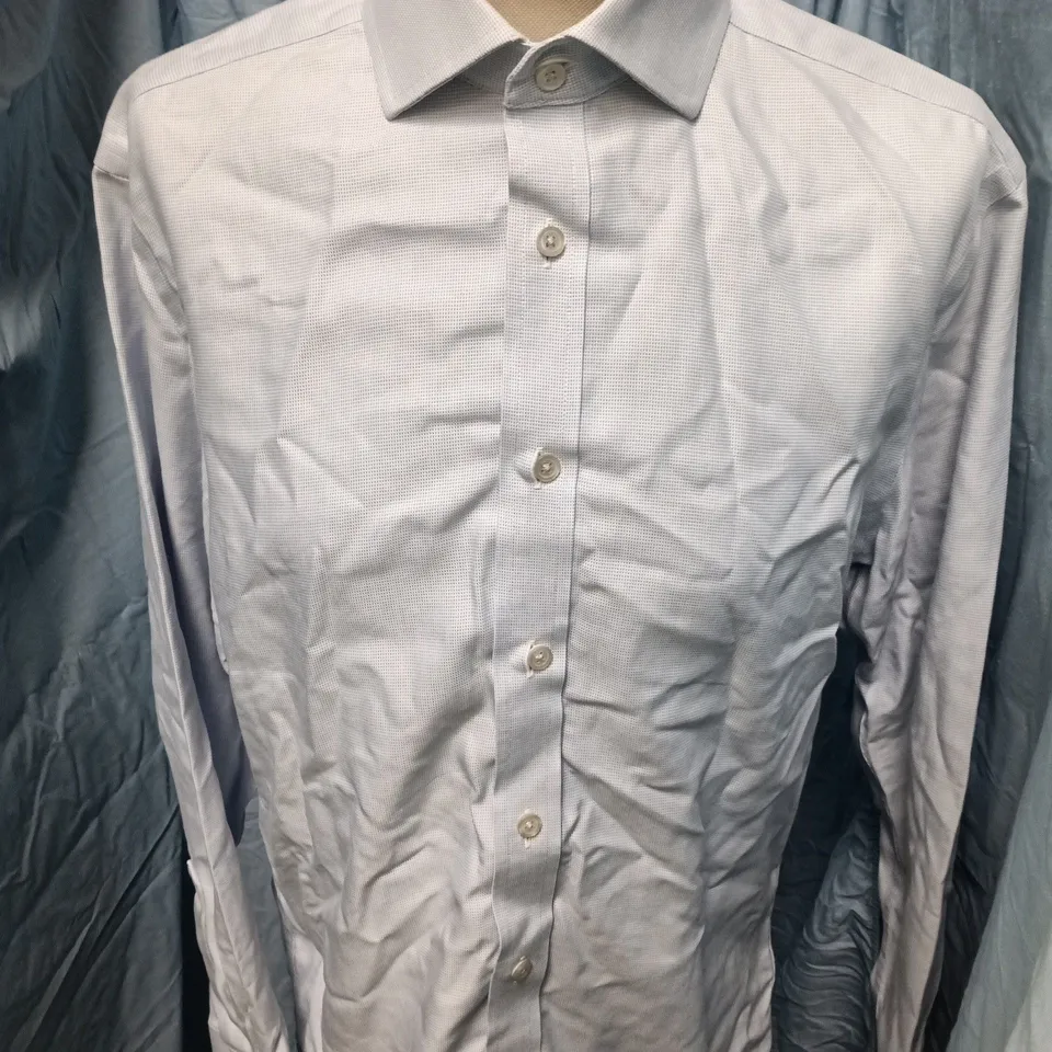 CHARLES TYRWHITT SLIM FIT NON-IRON DRESS SHIRT, LIGHT BLUE MICRO-CHECK, COLLAR 15.5 IN, SLEEVE 33 IN