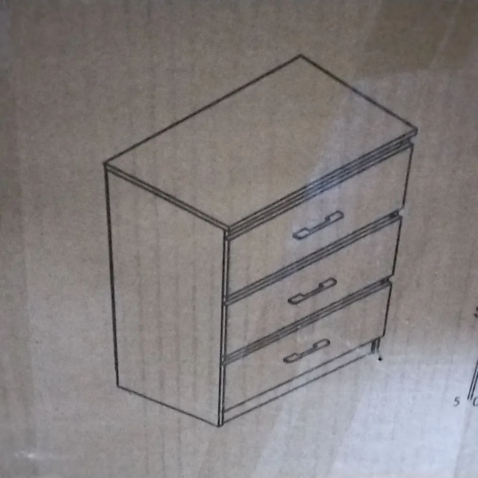 BOXED CATHIA 3 DRAWER 60CM CHEST OF DRAWERS 