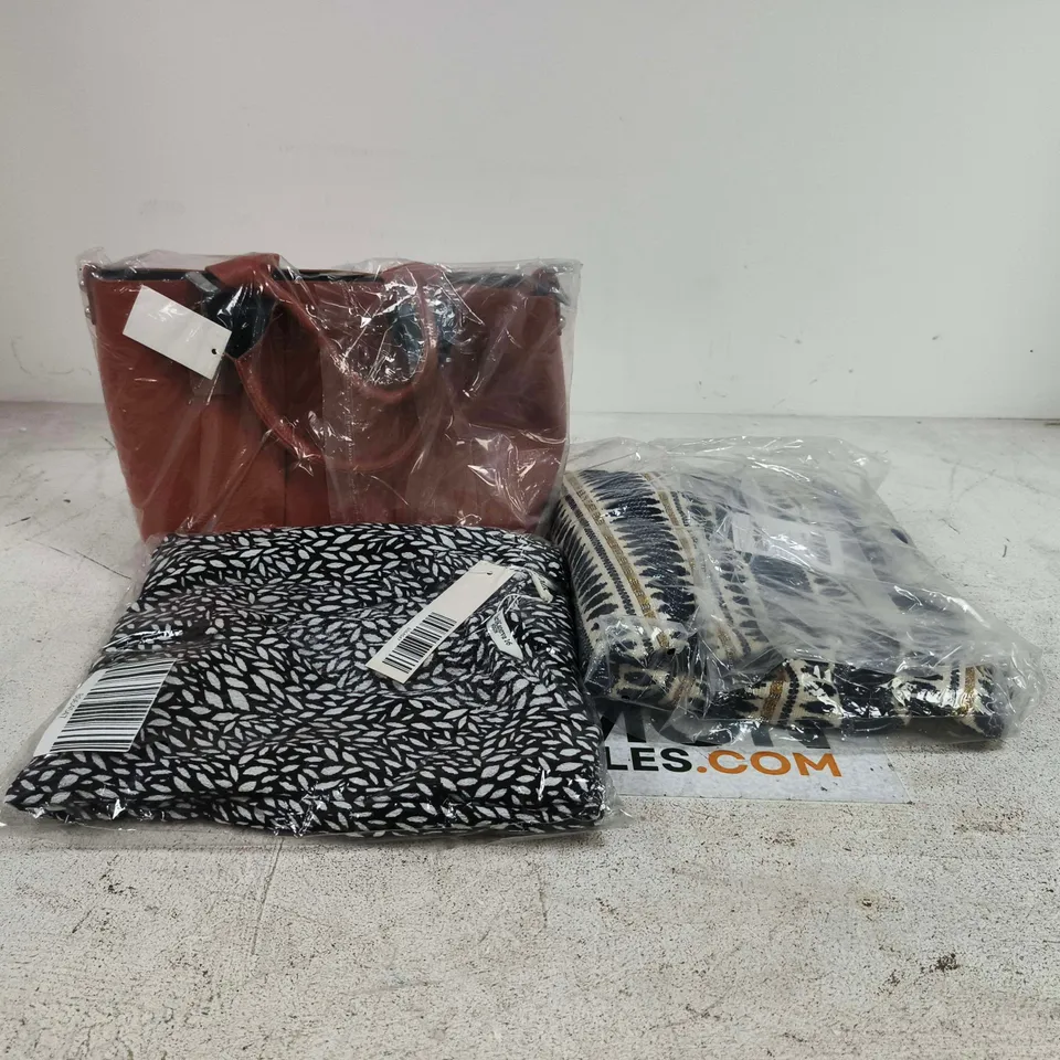 BOX OF APPROXIMATELY 20 ASSORTED ITEMS TO INCLUDE HANDBAG, TAMSY CLOTHING, MARINA KANEVA CLOTHING ETC