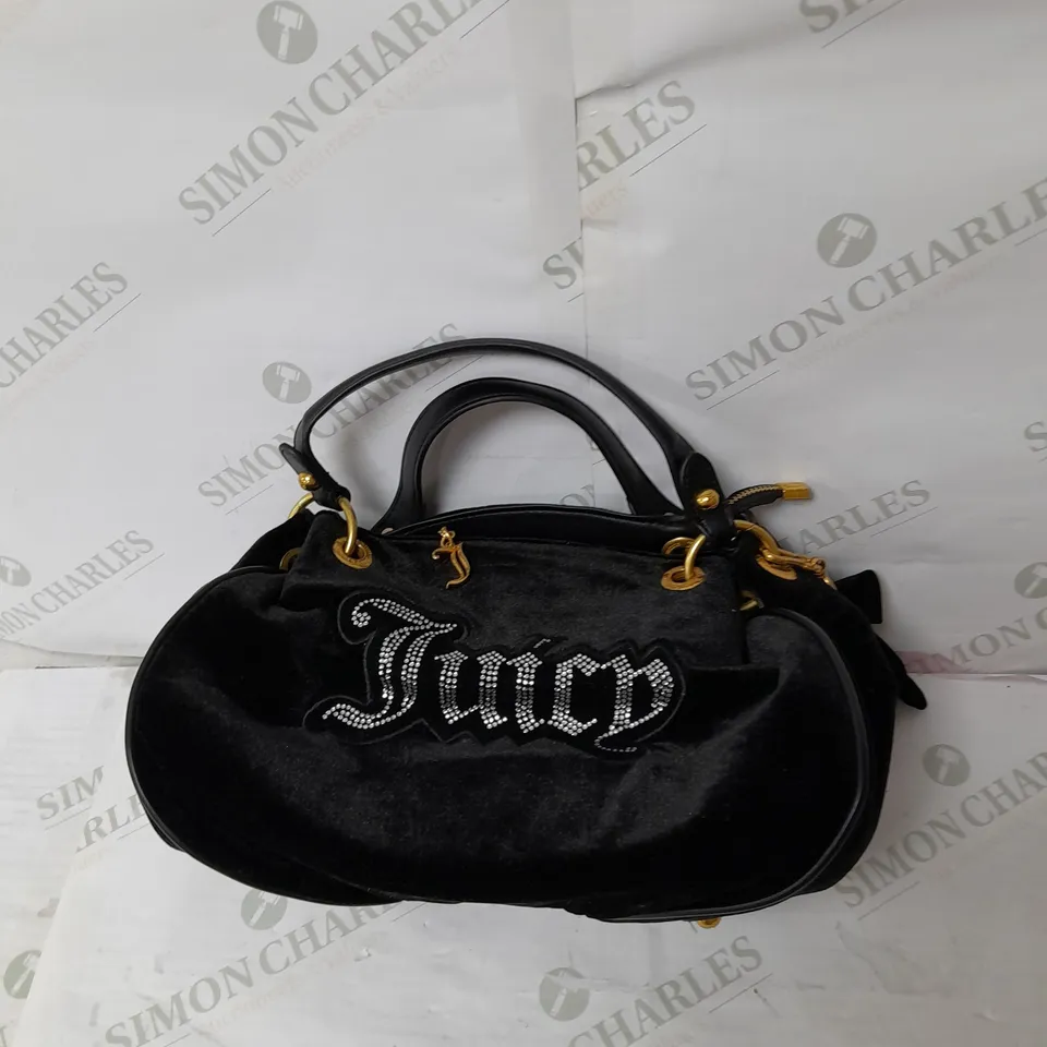 JUICY COUTURE HANDBAG IN BLACK VELVET WITH GOLD DETAILS