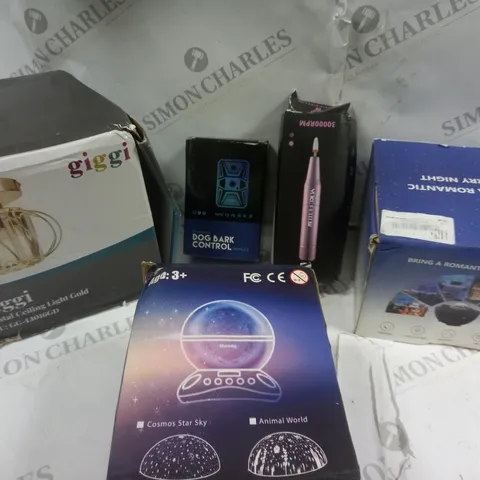 BOX OF APPROXIMATELY 5 ASSORTED ITEMS TO INCLUDE DOG BARK CONTROL, CEILING LIGHT, NAIL KIT ETC