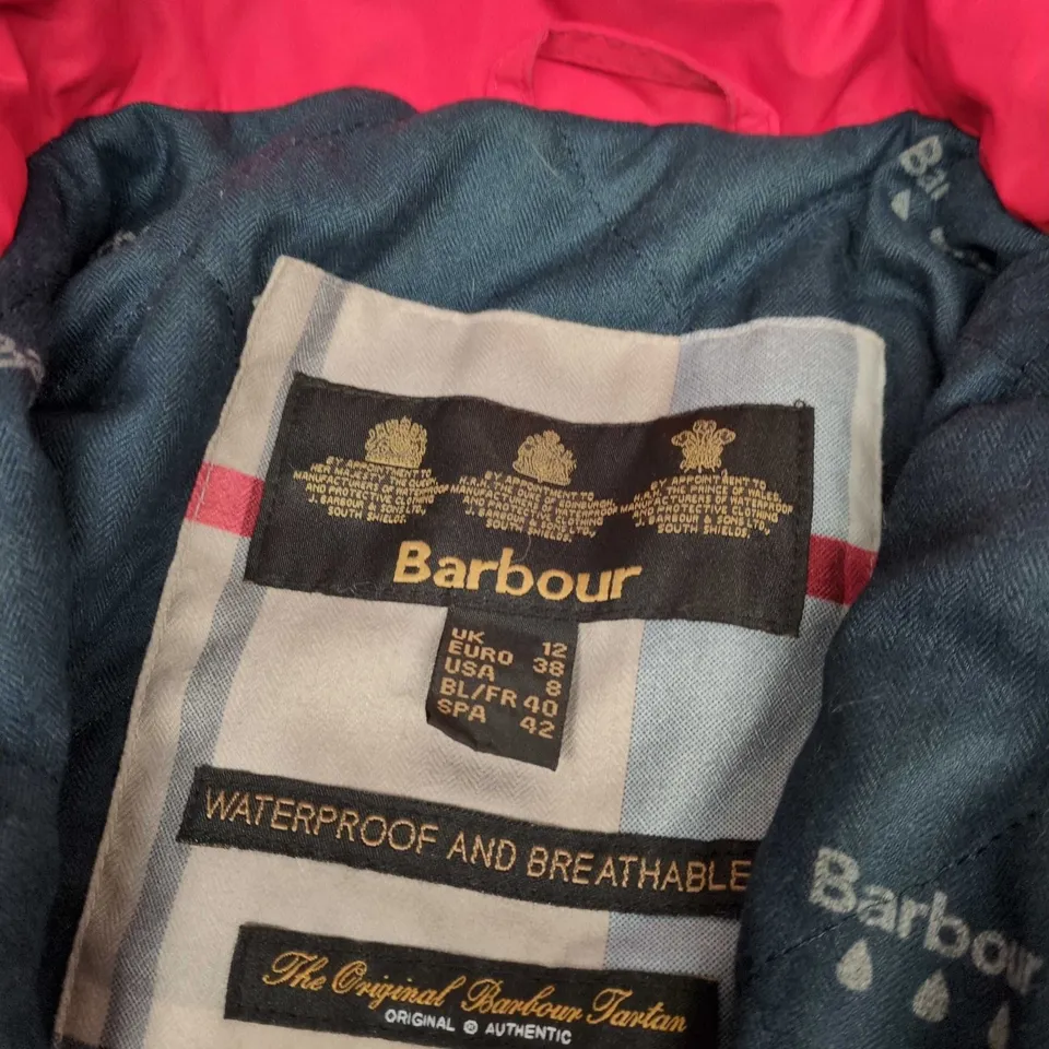 BARBOUR WATERPROOF JACKET – RED, UK 12