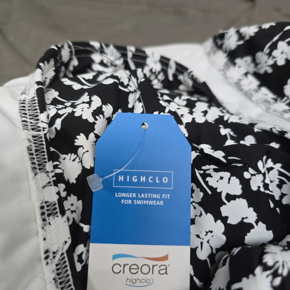 LANDS' END WOMEN'S SWIM TOP – BLACK/WHITE FLORAL, CREORA HIGHCLO (UK 14 / US 10)