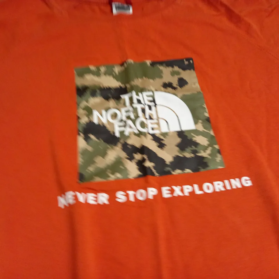 NORTH FACE ORANGE MENS T-SHIRT - L