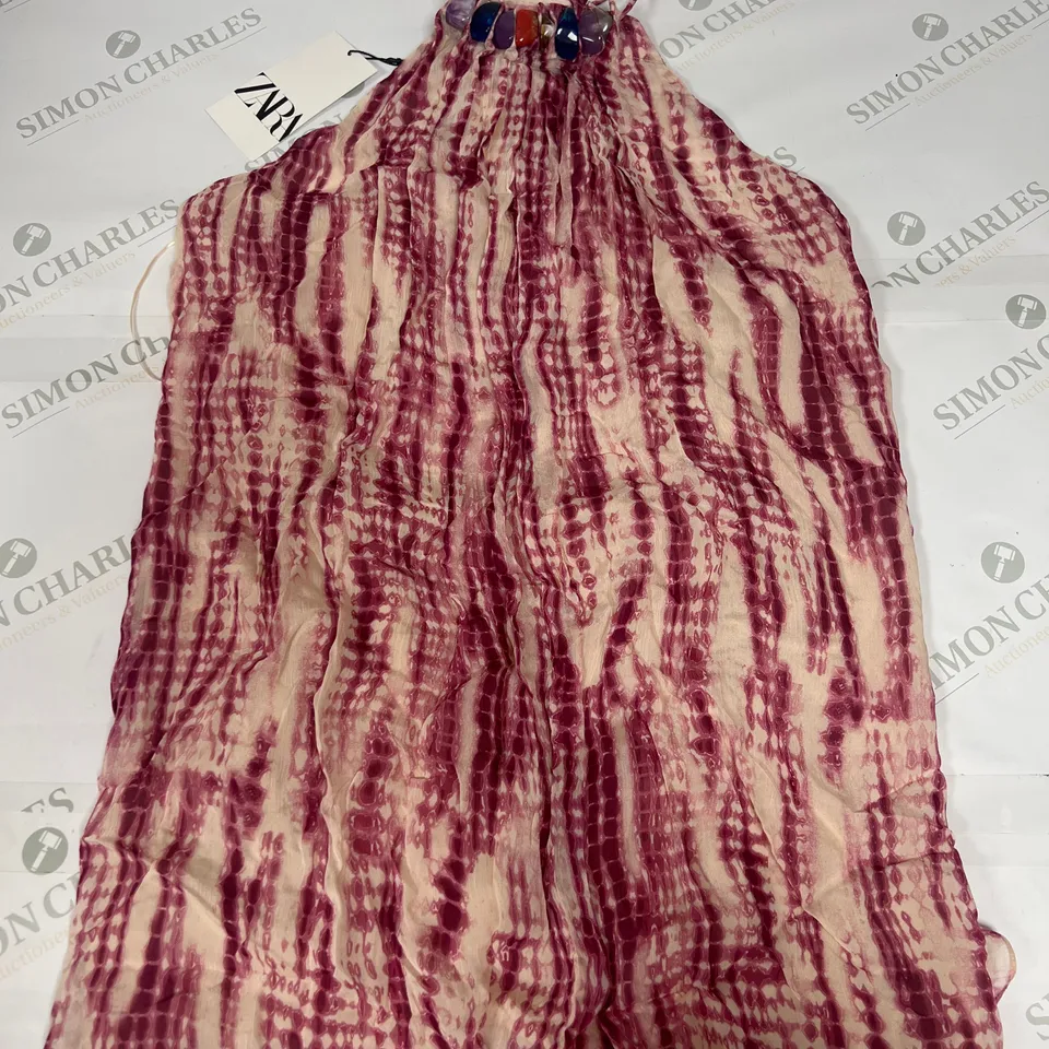 ZARA BEADED DECOR SLEEVELESS DRESS IN PINK SIZE XL