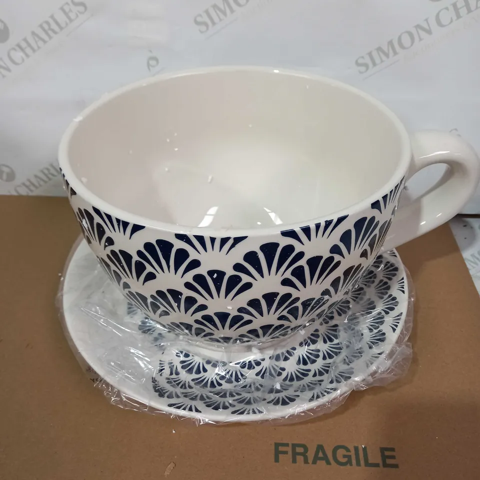 JENNINGS CUP & SAUCER PLANTER - BLUE