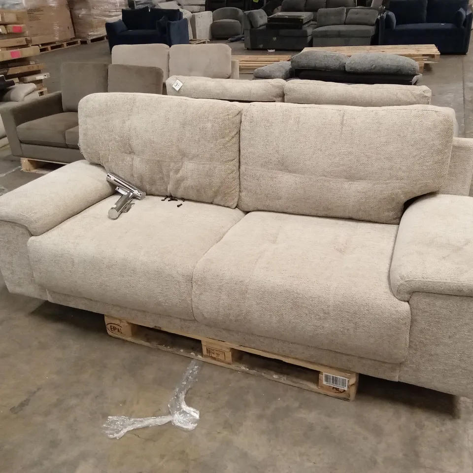 KANSAS 3 SEATER SOFA, CHAMPAGNE WOVEN CHENILLE FABRIC