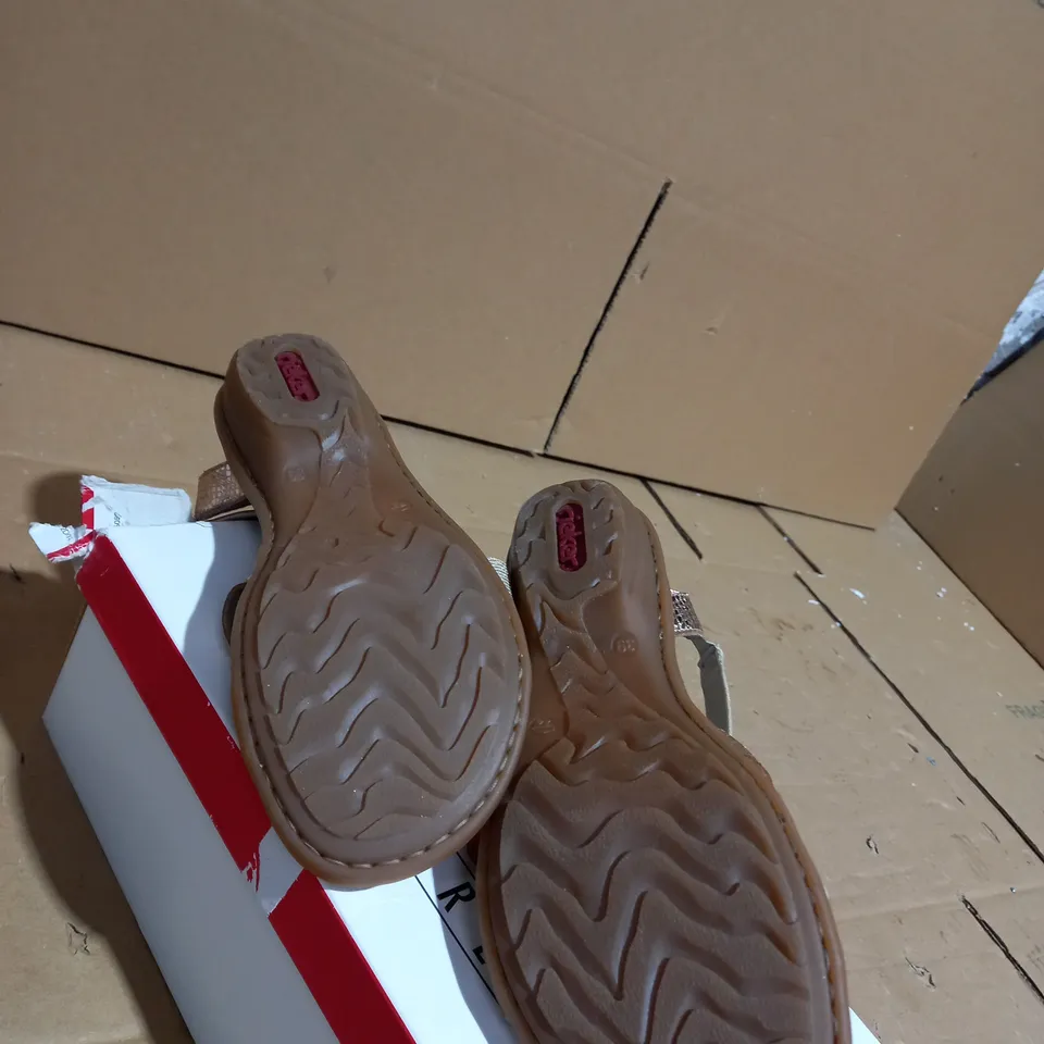 RIEKER GOLD/BROWN/SILVER SANDALS SIZE 6