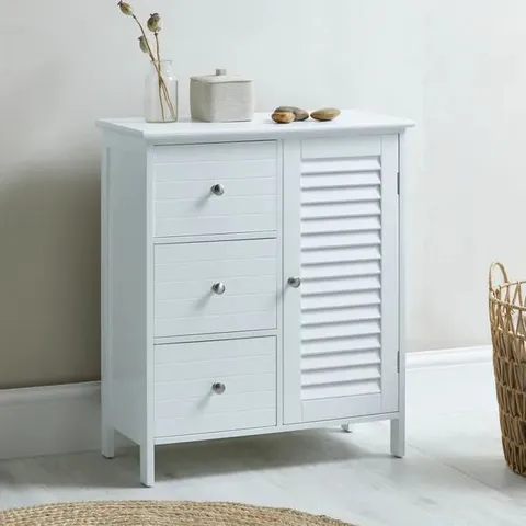BOXED NAUTICAL 3 DRAWER CABINET UNIT - WHITE (1 BOX)