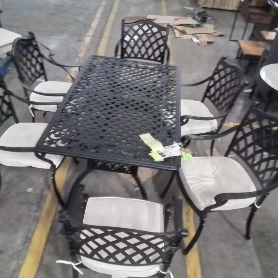 CLAREDALE RECTANGULAR 6 PERSON 150CM LONG PATIO TABLE SET WITH CUSHIONS 