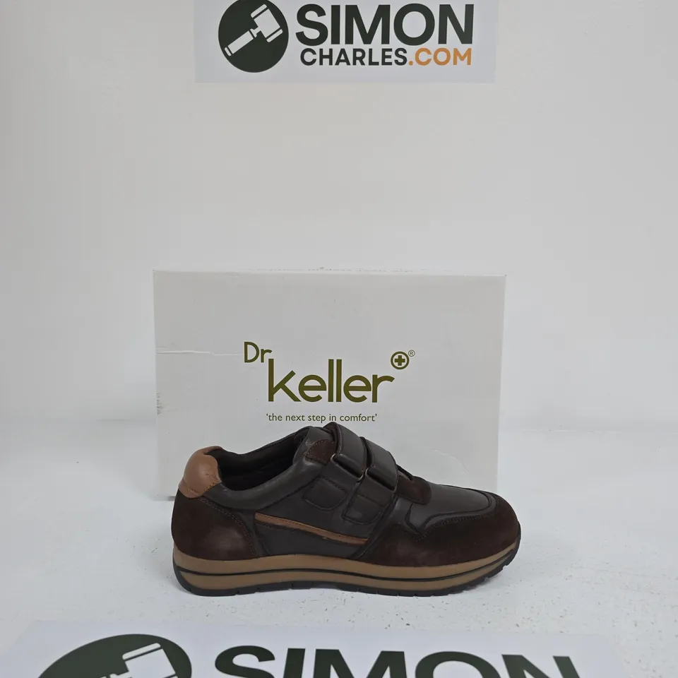 DR KELLER MEN'S BROWN LEATHER SHOES WITH VELCRO STRAPS SIZE UK 7