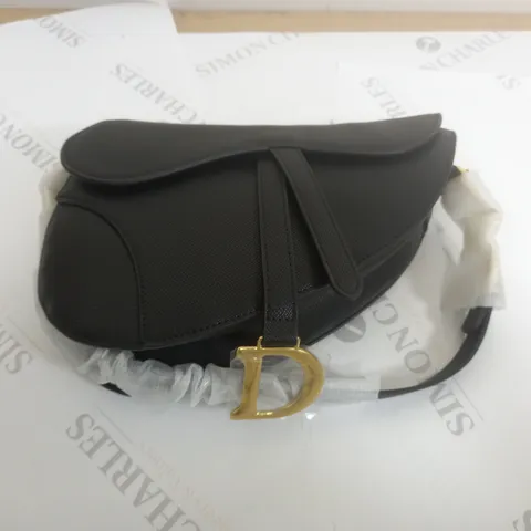 BOXED DIOR BLACK LEATHER EFFECT KIDNEY SHAPE HANDBAG
