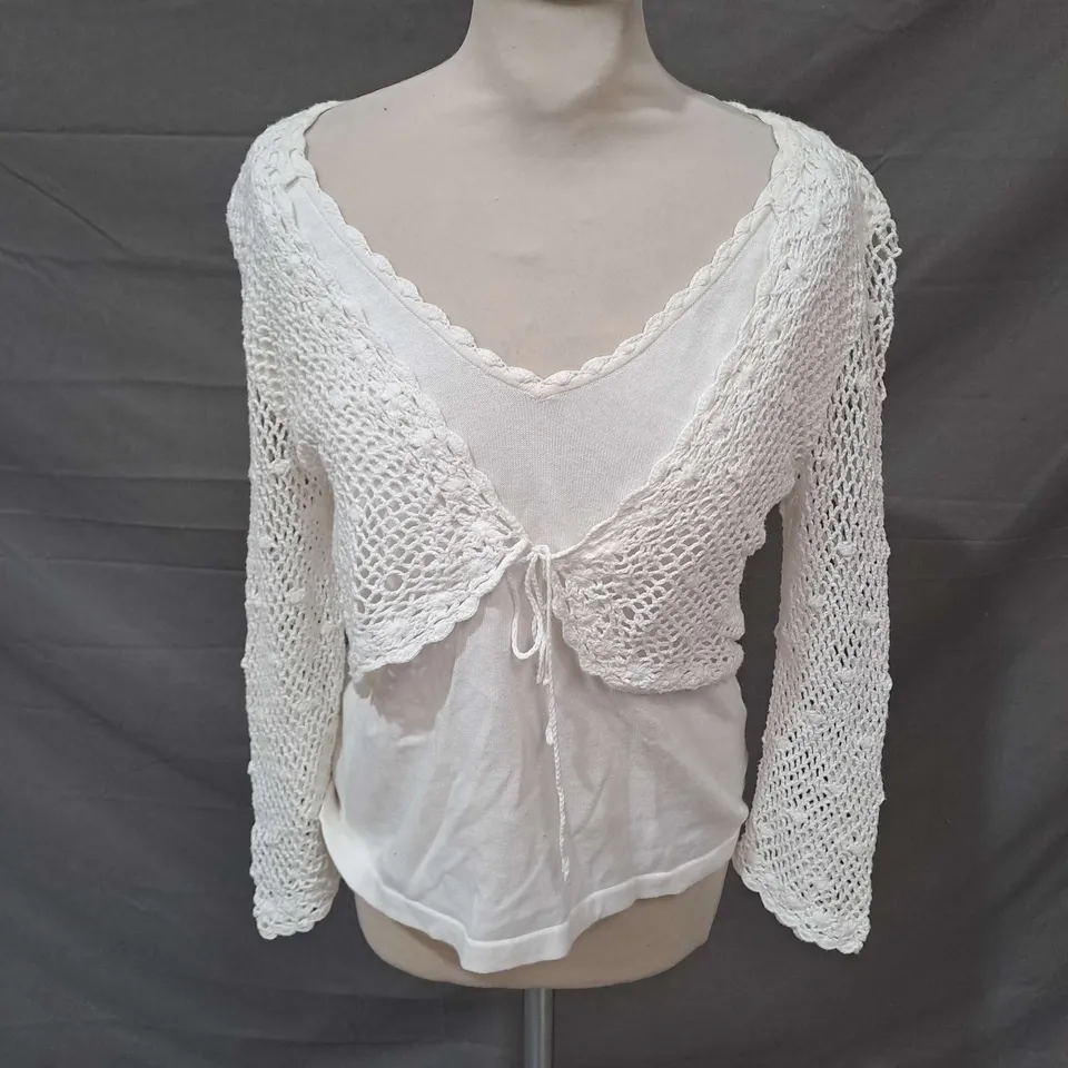 PAPAYA 2 LAYER CROCHET STYLE TOP IN IVORY SIZE UNSPECIFIED