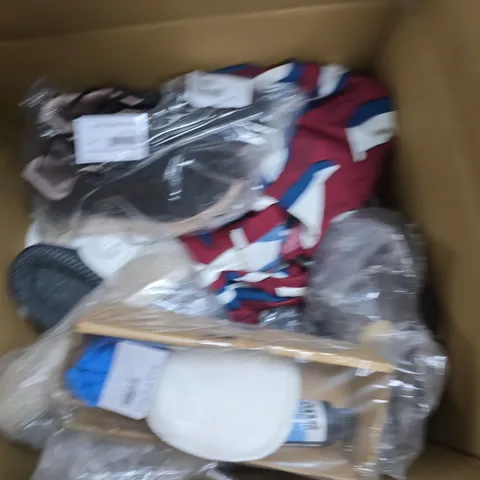 LARGE BOX OF APPROXIMATELY 15 ASSORTED SHOES AND CLOTHING ITEMS