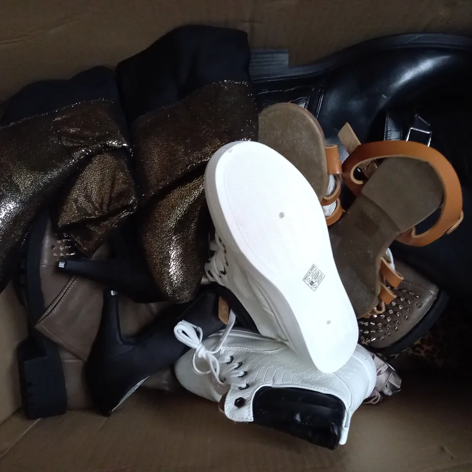 APPROXIMATELY 10 PAIRS OF ASSORTED WOMEN SHOES IN VARIOUS STYLES AND SIZES