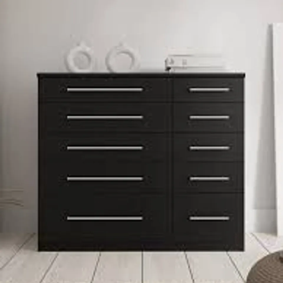 BOXED PRAGUE 5 + 5 GRADUATED CHEST OF DRAWERS - BLACK ASH (2 BOXES) RRP £229