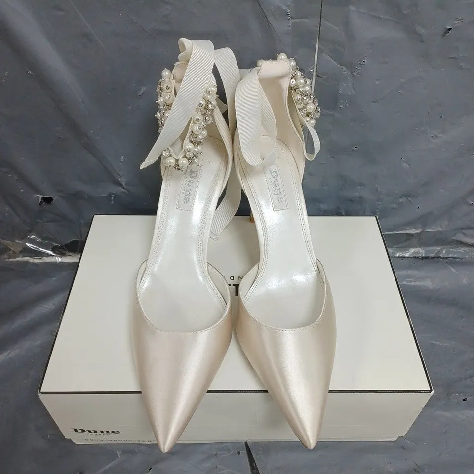 BOXED PAIR OF WOMENS DUNE LONDON CHURCH BRIDAL HIGH HEEL SHOES SIZE 5