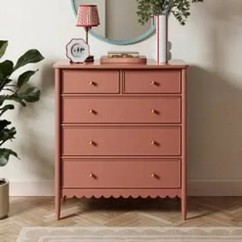 BOXED REMI 5 DRAWER CHEST - RED CLAY (2 BOXES)