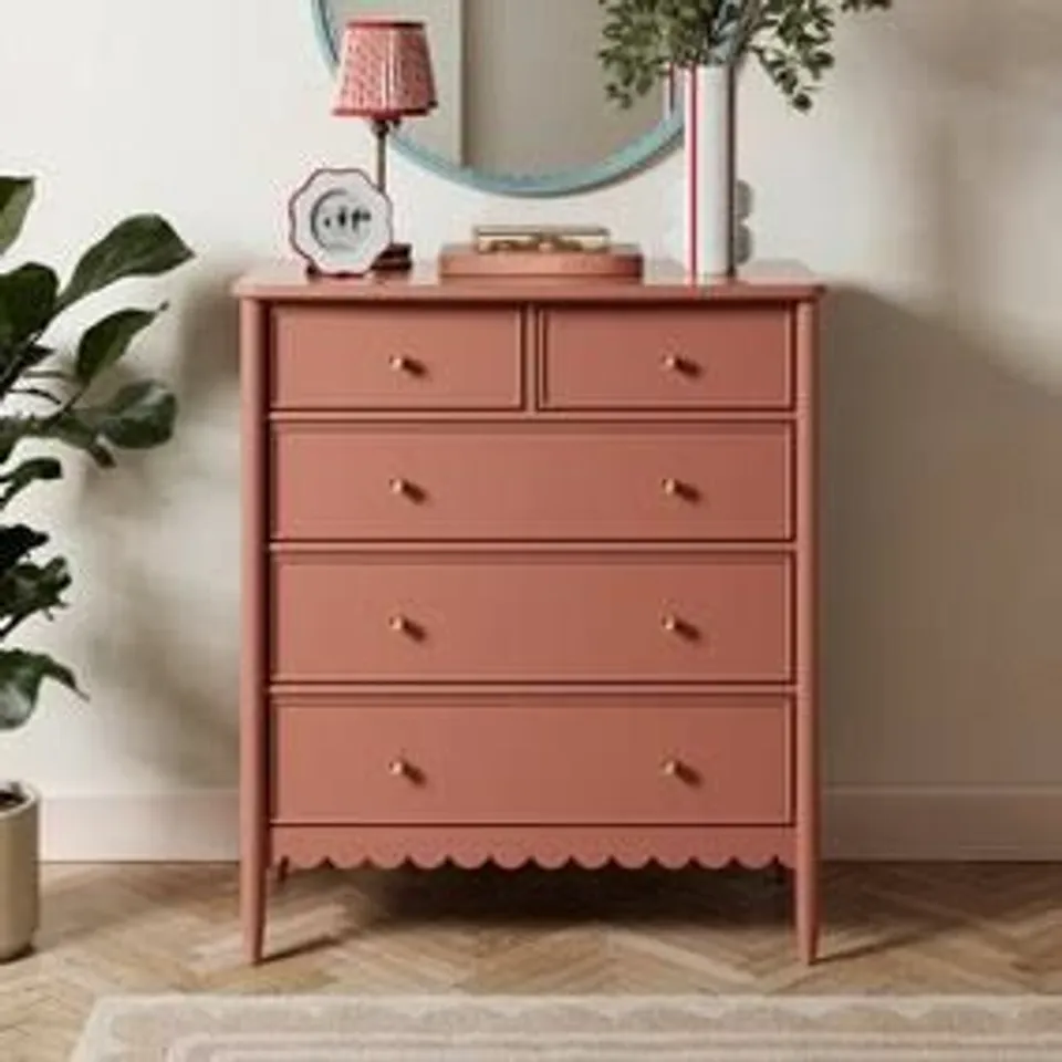 BOXED REMI 5 DRAWER CHEST - RED CLAY (2 BOXES)