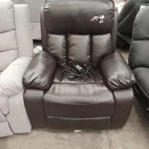 DESIGNER BROWN FAUX LEATHER POWER RECLINER CHAIR