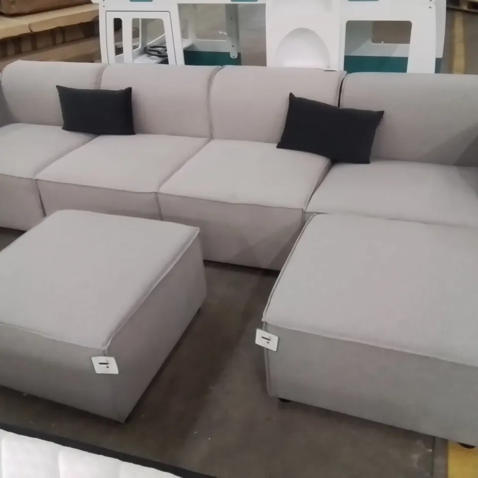 ISHAH MODULE SOFA WITH 2 OTTOMAN - GREY (8 PARTS)