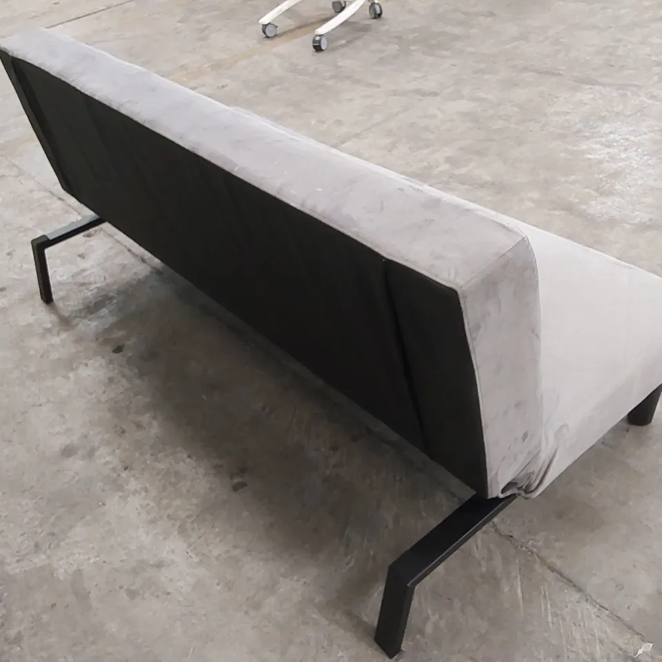 DESIGNER BAXTER 3 SEATER VELVET SOFA BED - SILVER