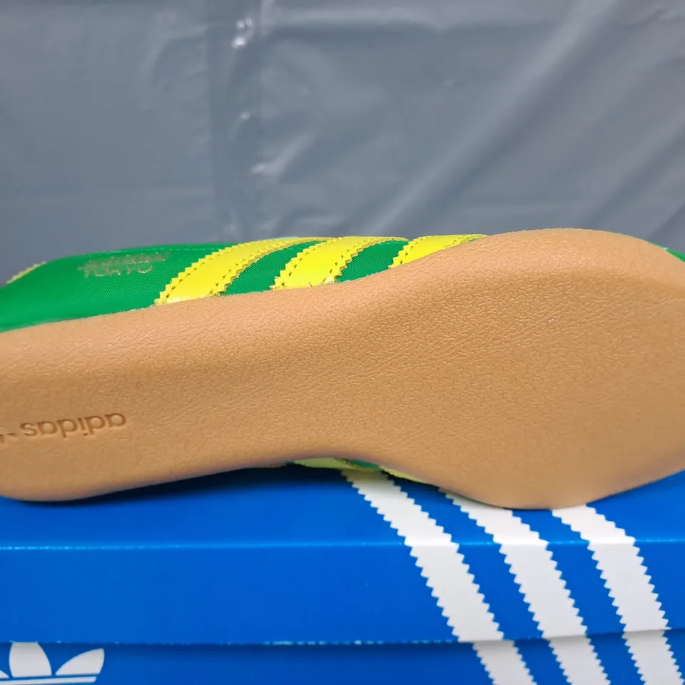 BOXED PAIR OF ADIDAS TOKYO SHOES IN GREEN - UK 7