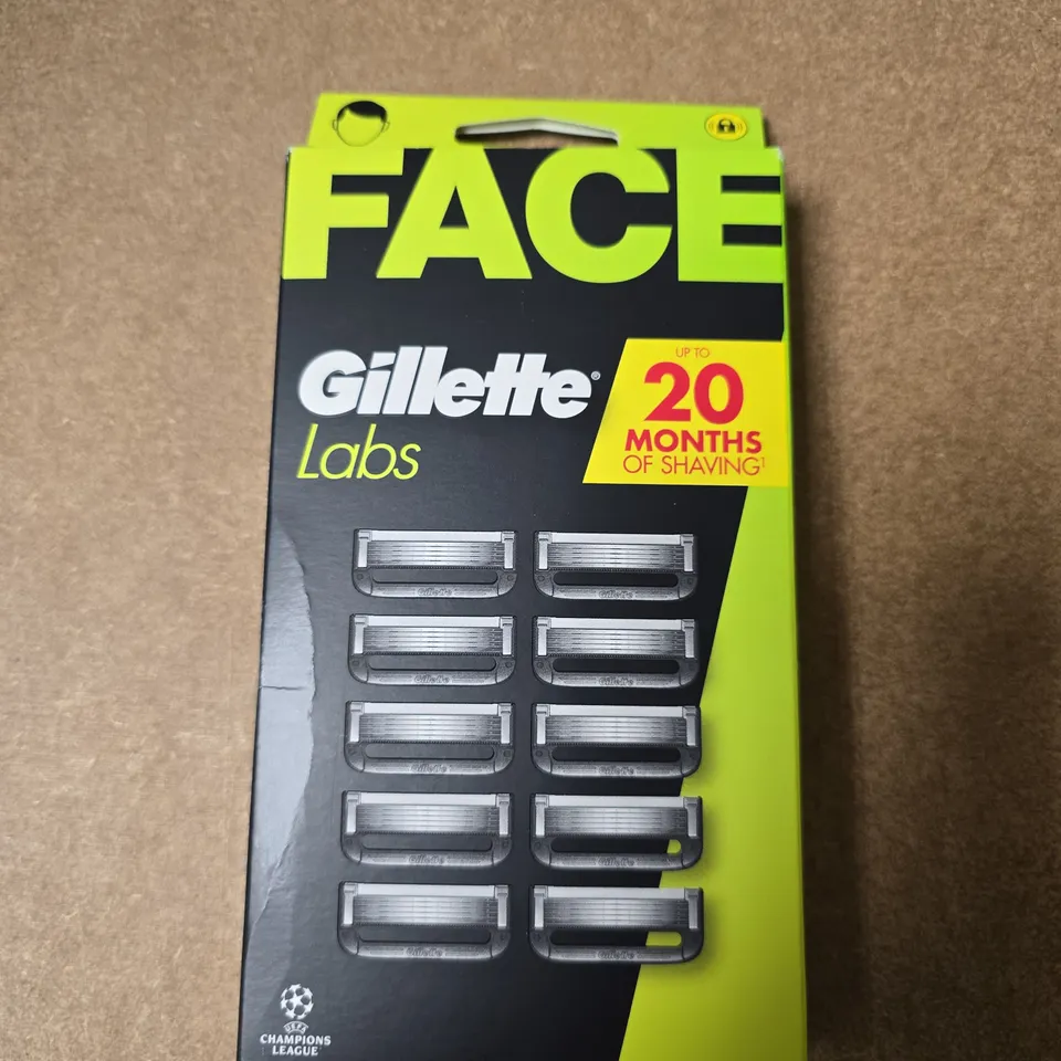 GILLETTE LABS FACE RAZOR BLADES – PACK OF 10 CARTRIDGES