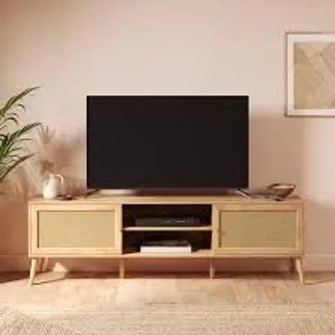 BOXED JORDYN EXTRA WIDE TV UNIT FOR TVS UP TO 80", MANGO WOOD EFFECT