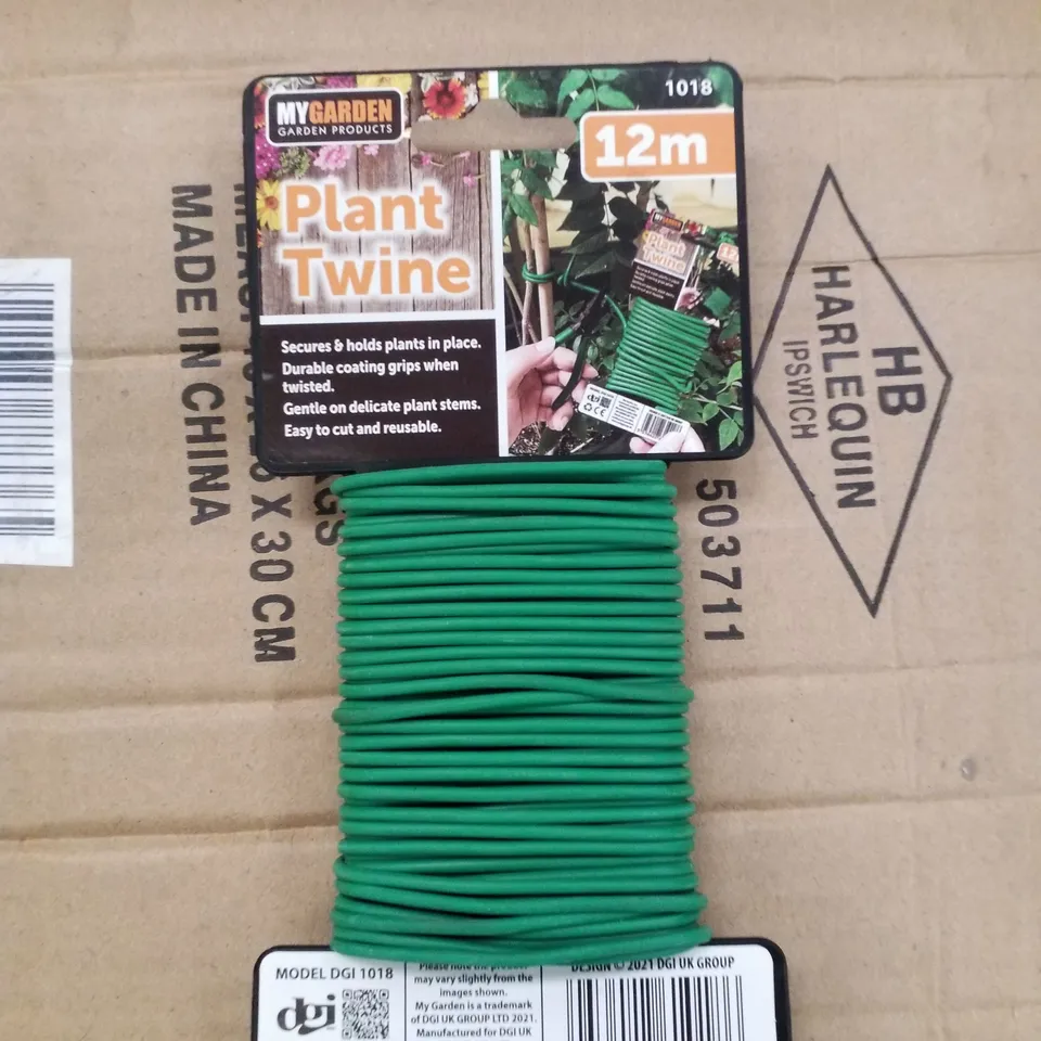 BOX CONTAINING APPROXIMATELY 36 BRAND NEW MYGARDEN 12M PLANT TWINES