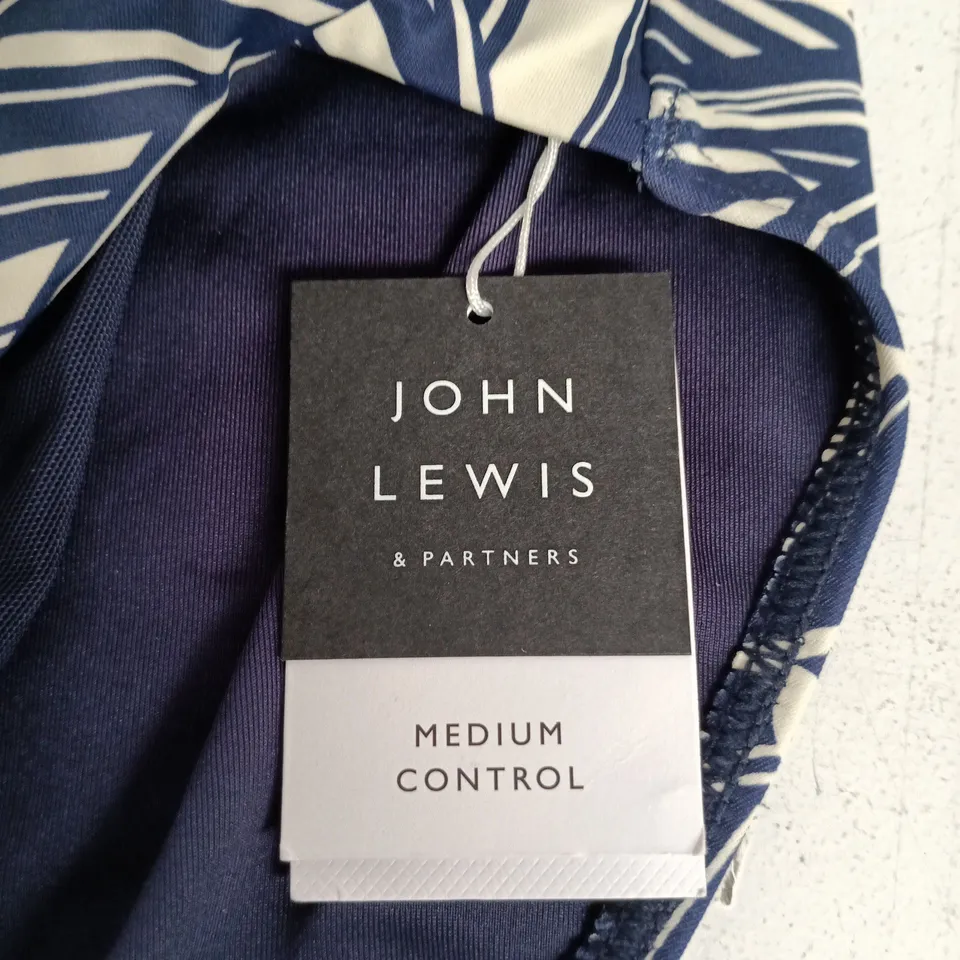 JOHN LEWIS & PARTNERS WOMEN'S NAVY/WHITE PRINTED SWIMSUIT – MEDIUM CONTROL, UK 10