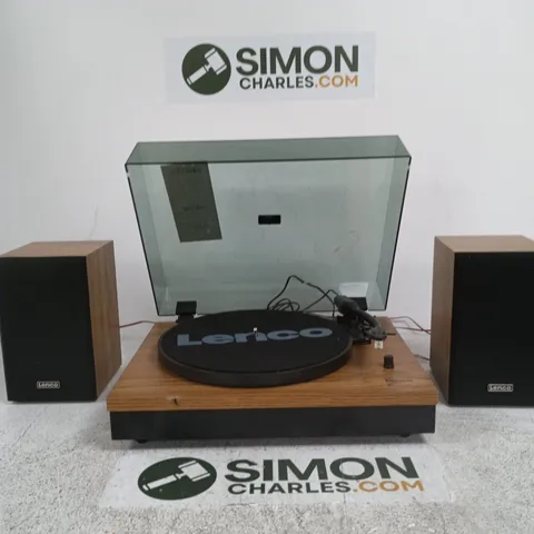 LENCO LS-300 TURNTABLE WITH WOODEN PLINTH AND TWO SPEAKERS