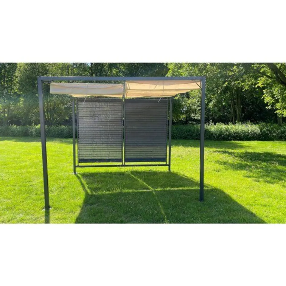 BOXED ABRAHAMS GREY FABRIC SIDE WALL FOR PERGOLA