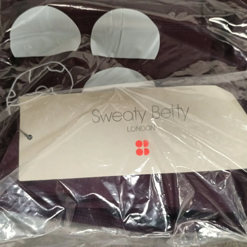 BAGGED SWEATY BETTY POWER ULTRASCULPT HIGH WAIST LEGGINGS WITH MESH – MIDNIGHT CHERRY PURPLE, UK SIZE M