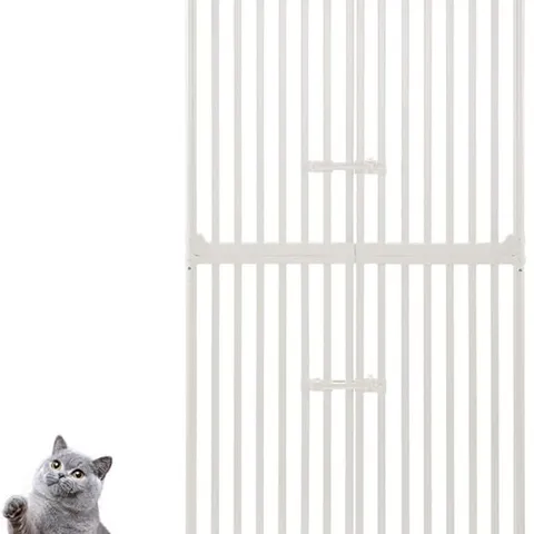 BOXED UNIPAWS EXTRA HIGH CAT GATE 190 CM WITH CAT DOOR & DOOR LOCK, NARROW BAR SPACING, HEIGHT ADJUSTABLE 190-250 CM, CLAMP FIXING NO DRILLING REQUIRED, FOR INDOOR USE, WHITE
