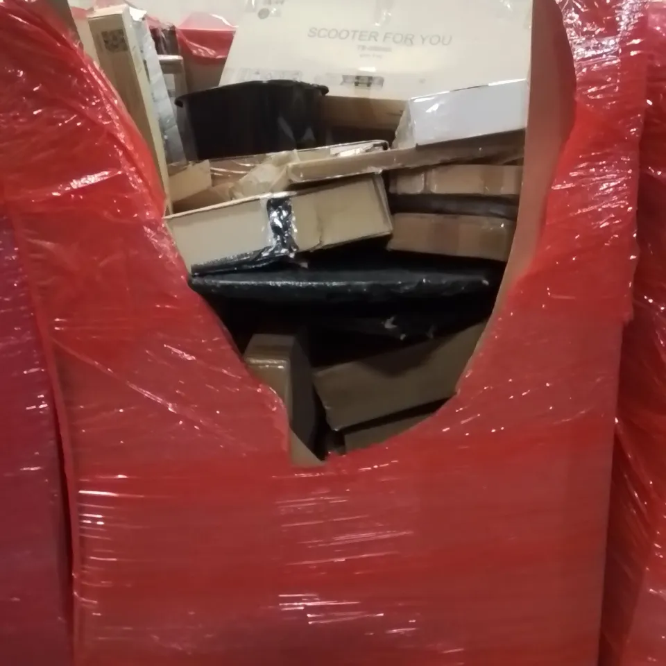PALLET CONTAINING VARIOUS ASSORTED BOXED HOUSEHOLD ITEMS TO INCLUDE: KIDS SCOOTER, SHOWER SYSTEM, LED BATTEN LIGHT  AND LOTS MORE UNMARKED BOXED ITEMS