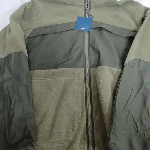 BERGHAUS KHAKI TANNEN FLEECE JACKET - LARGE