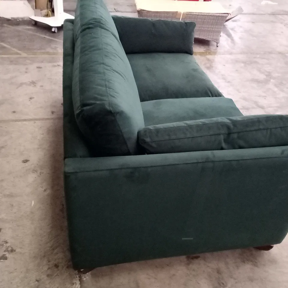 QUALITY THE LOUNGE CO DESIGNER 2 SEATER SOFA - DARK GREEN FABRIC 