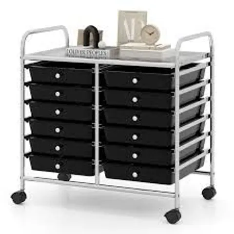 COSTWAY STORAGE ROLLING CART WITH DRAWER AND LARGE COUNTERTOP SIDE HANDLES