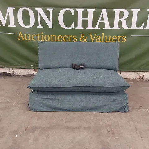 QUALITY DESIGNER DEVERILL 2 SEATER MODULAR SOFA BED - FABRIC VALLEY
