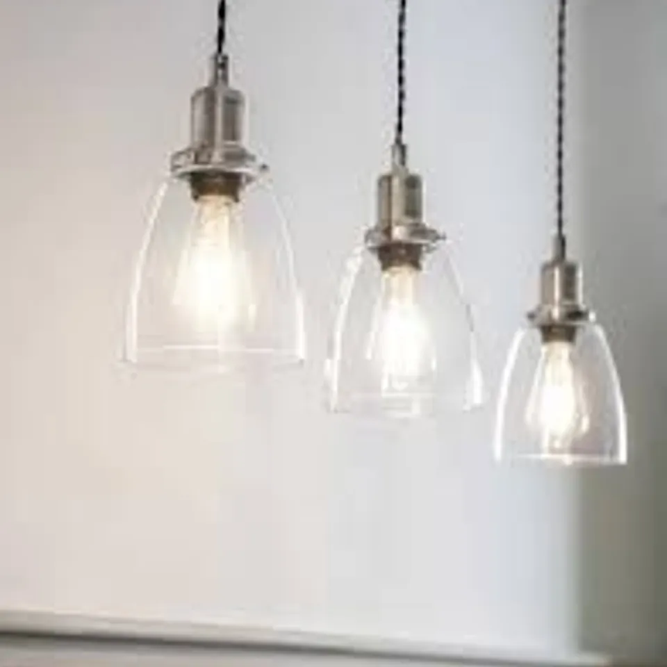 BOXED HOXTON DOMED PENDANT LIGHT TRIO SATIN NICKEL (1 BOX)