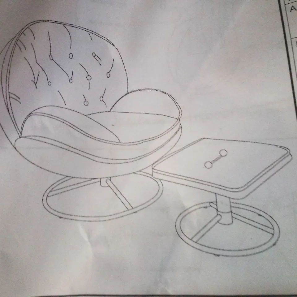 BOXED UPHOLSTERED SWIVEL ARMCHAIR WITH FOOTSTOOL - BROWN FABRIC