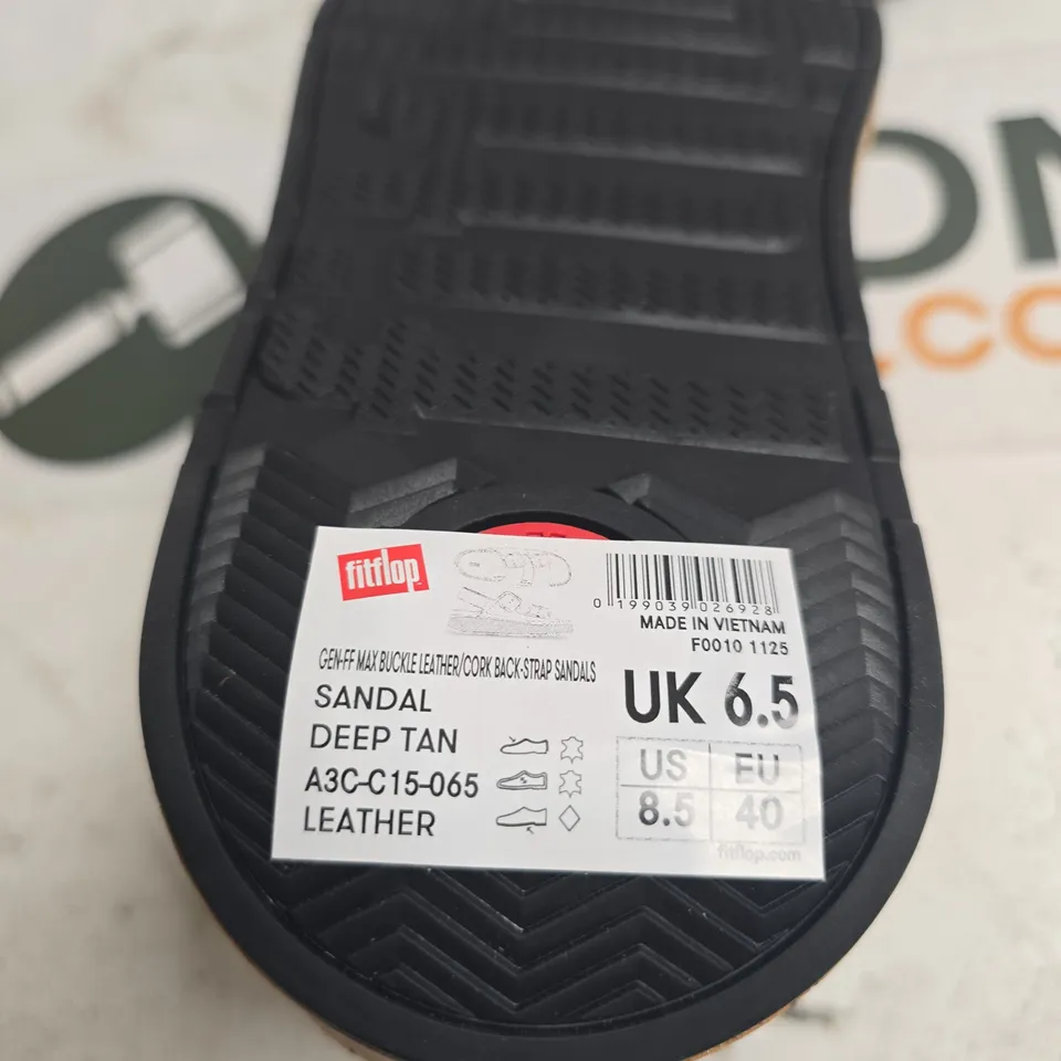 FITFLOP LEATHER SANDALS – DEEP TAN, CORK PLATFORM, UK 6.5