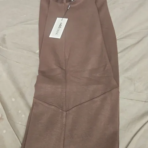 THE ULTIMATE MUSE KNITTED LONG SLEEVE MAXI DRESS – DARK BROWN, UK SIZE M