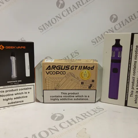 APPROXIMATELY 20 ASSORTED BOXED VAPING PRODUCTS TO INCLUDE GEEKVAPE ONE, VOOPOO ARGUS GT II MOD, INNOKIN ENDURA T20 S ETC.