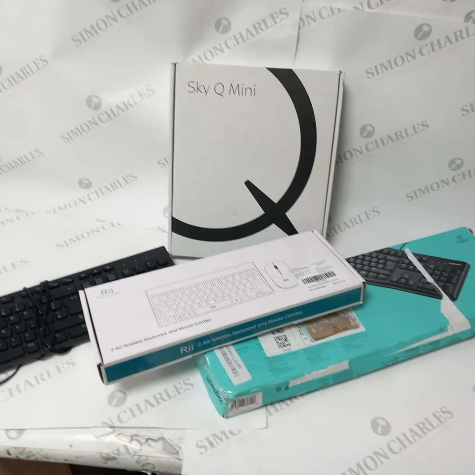 APPROXIMATELY SEVEN ASSORTED ELECTRICAL PRODUCTS TO INCLUDE; SKY Q MINI, LOGITECH KEYBOARD AND NETGEAR ROUTER