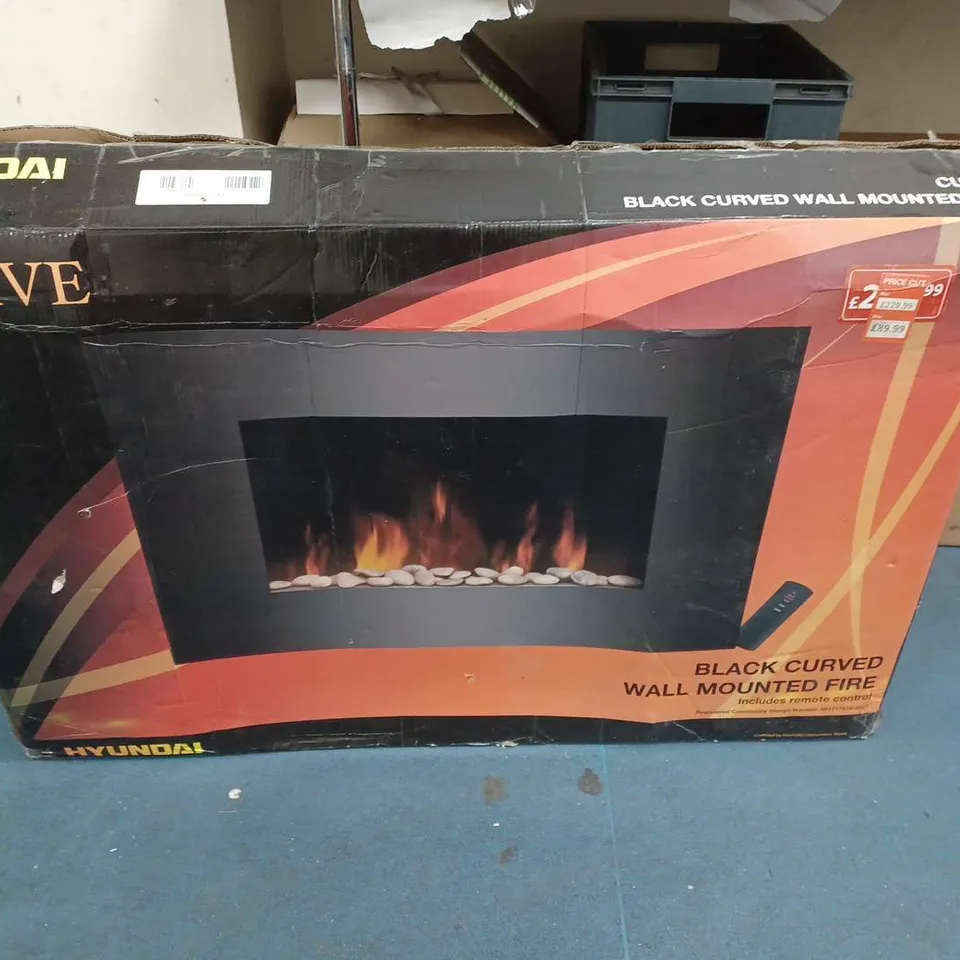 HYUNDAI CURVE BLACK CURVED WALL MOUNTED FIRE - COLLECTION ONLY