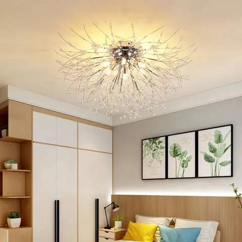 BOXED ALIXA 50CM 6-LIGHT SEMI FLUSH MOUNT CRYSTAL CEILING LIGHT